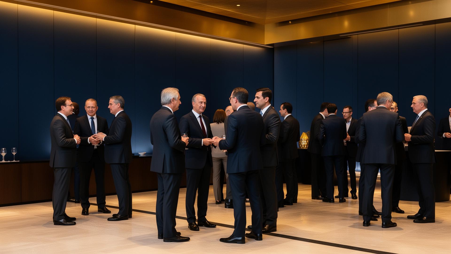 Evento corporativo premium com networking entre executivos